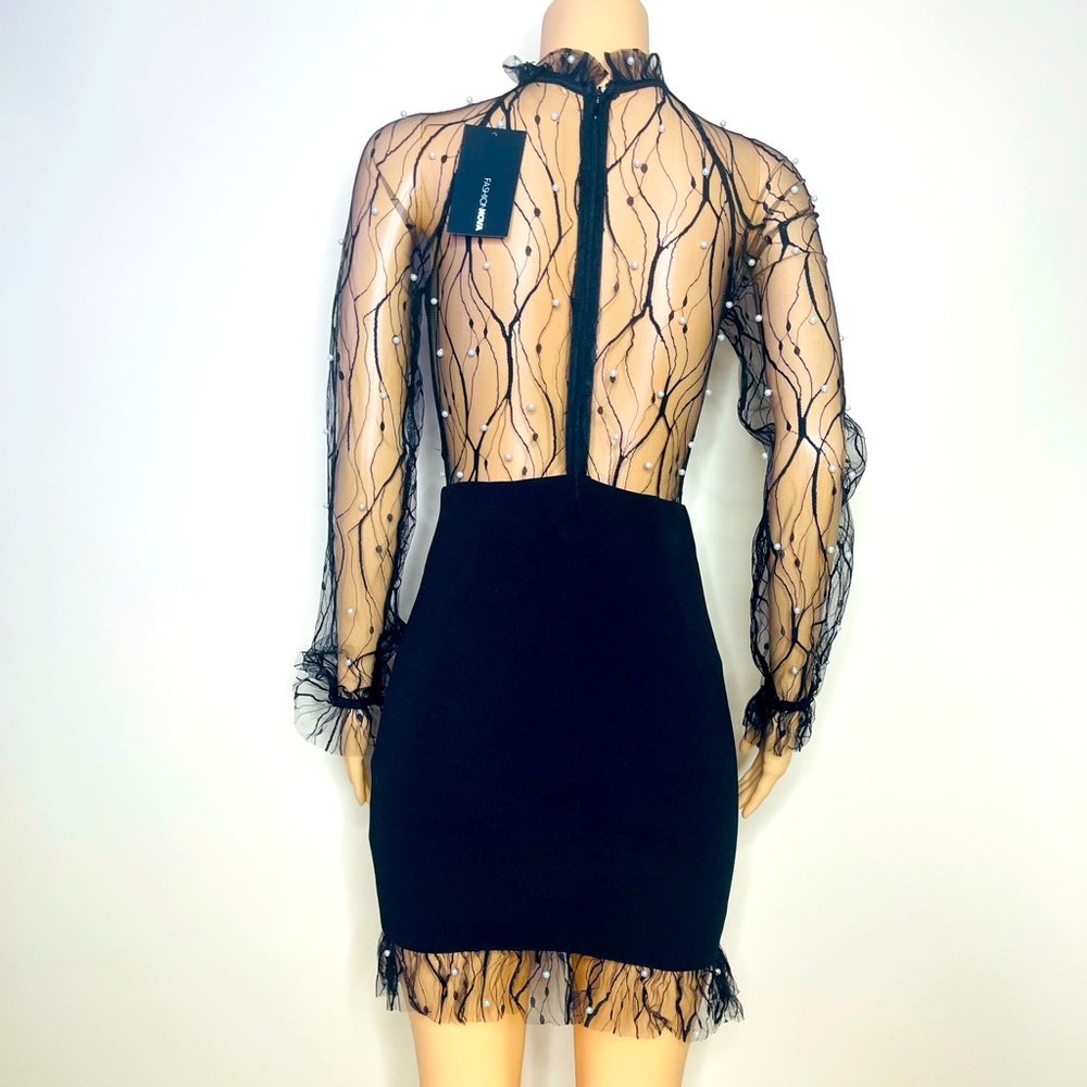 Black Meshed dress with Pearls Size:small